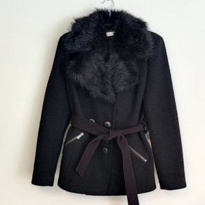 Black Winter Coat w/ fur